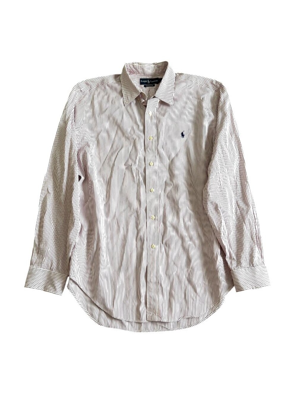 Ralph Lauren Mens Sz 16.5 Red & White Striped Button-Down Shirt Classic Fit Sz